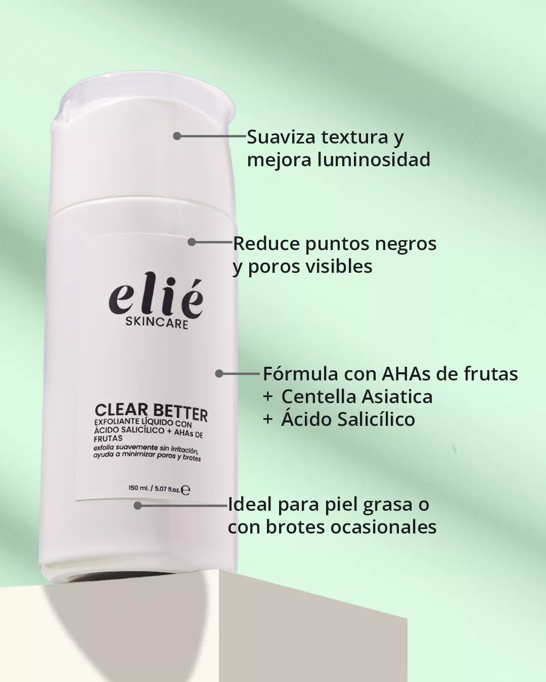 Clear Better - Exfoliante Líquido con Ácido Salicílico + AHAs de Frutas - Elié Skincare